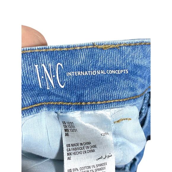 INC Denim High Rise Jean Shorts Womens 12/31 Frayed Cut Off Boho Stretch Summer - Picture 7 of 8